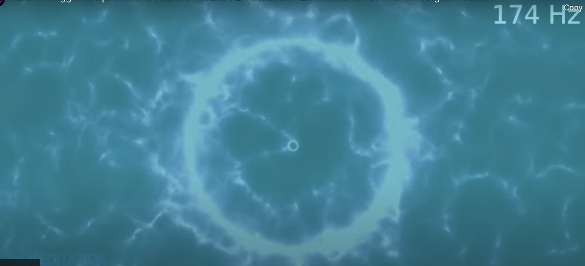 Blue background image of sound frequency in the form of a vibrating circle